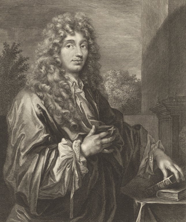 Portrait de Christiaan Huygens, gravure de Jacques-Antoine Friquet de Vauroze, vers 1687