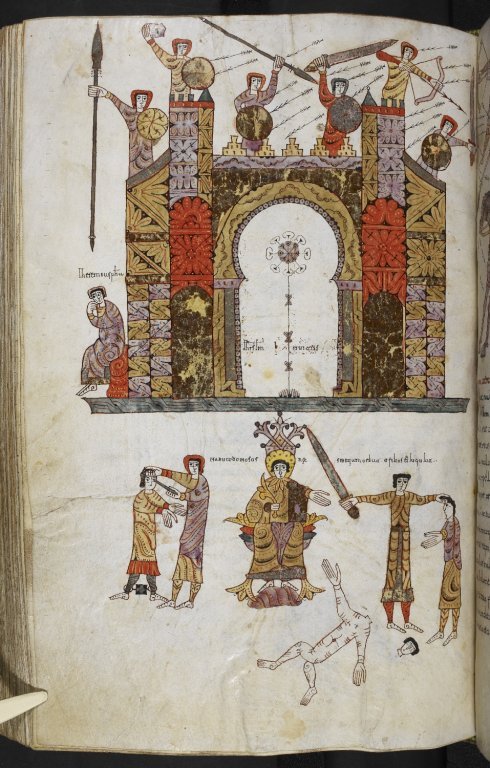 Représentation du siège de Jérusalem dans un manuscrit juif du Xe siècle