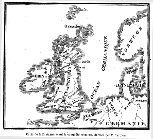 Carte de la Bretagne avant la conquête romaine, dressée par P. Tardieu