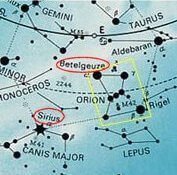 Proximité de Sirius et Betelgeuse dans le ciel