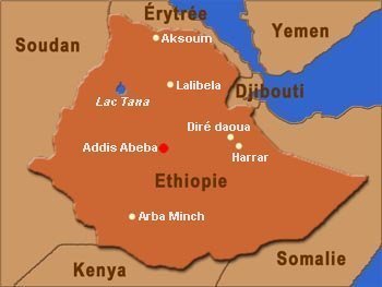 Carte simplifiée de l'Éthiopie