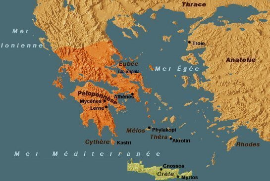 Carte de la période grecque mycénienne