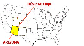 Localisation de la réserve Hopi aux États Unis, en Arizona