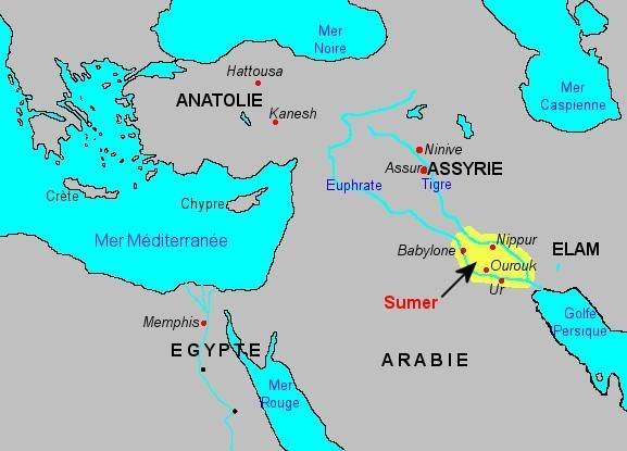 Carte du territoire de Sumer 3200-2350 av. J.-C.