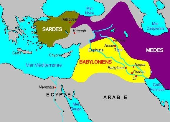 Carte des empires des Medes et des Chaldéens (Babyloniens)