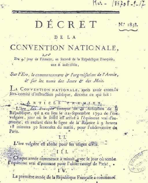 Première page du grand décret de la convention nationale