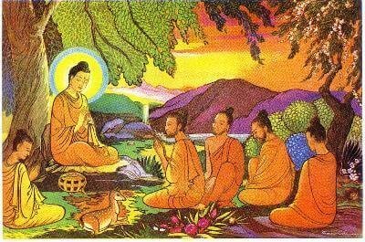 Représentation du sermon de Bouddha