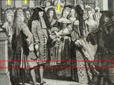 Zoom sur la partie rouge marquée sur l'Almanach Royal de 1705