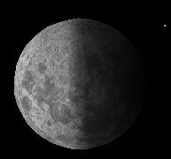 Aperçu de la Lune depuis le point B, pôle sud sur le plan de l'écliptique