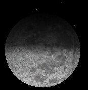 Aperçu de la Lune depuis le point O, point central sur le plan de l'écliptique
