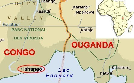 Carte localisant Ishango au Congo