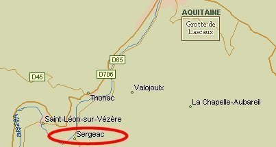 Situatuion du village de Seageac le long de la Vézère