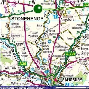 Situation de Stonehenge au sud de l'Angleterre