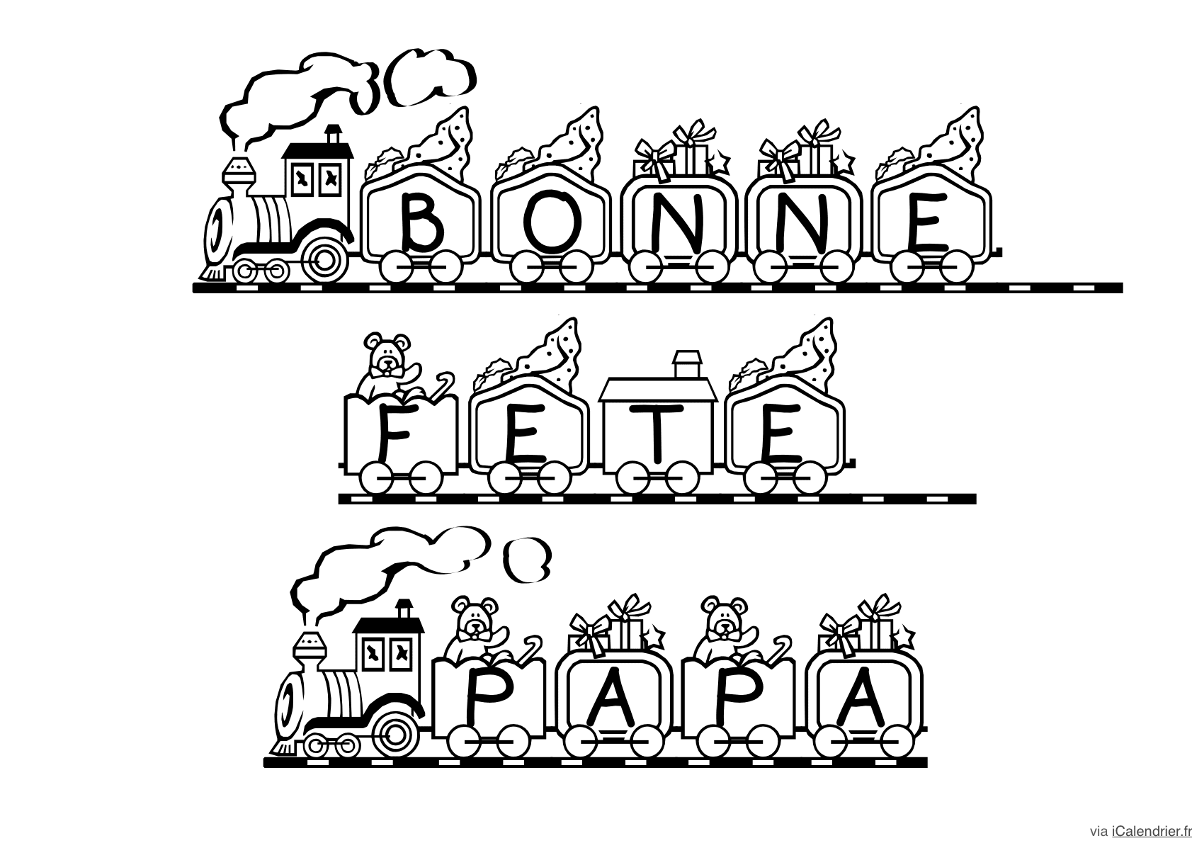 Bonne fête papa écrit en petits trains
