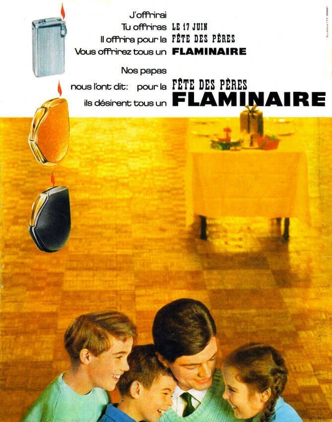 Pub Flaminaire, 1962 : Nos papas nous l'ont dit : pour la fête des Pères, ils désirent tous un Flaminaire