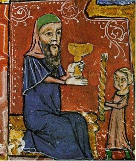 Rituel de la Havdalah représenté sur un manuscrit espagnol du XIVe siècle, la Haggadah de Barcelone