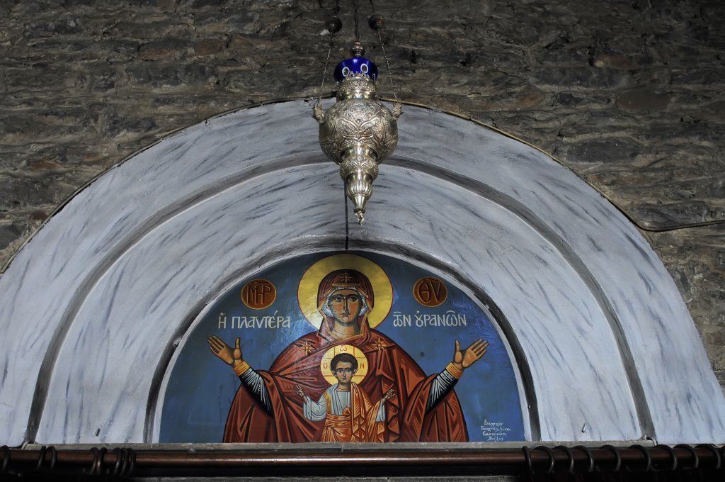 Décoration du monastère de l'Annonciation à la Mère de dieu, représentant Marie et le jeune Jésus