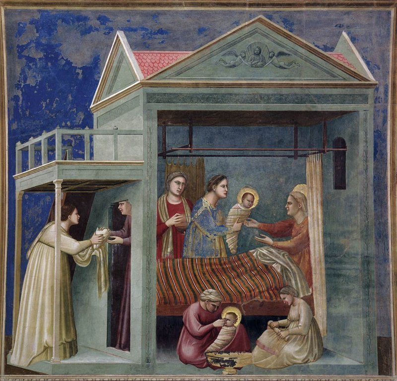 Icône de la naissance de la Vierge Marie, pris en photo dans la chapelle Scrovegni à Padua, en Italie