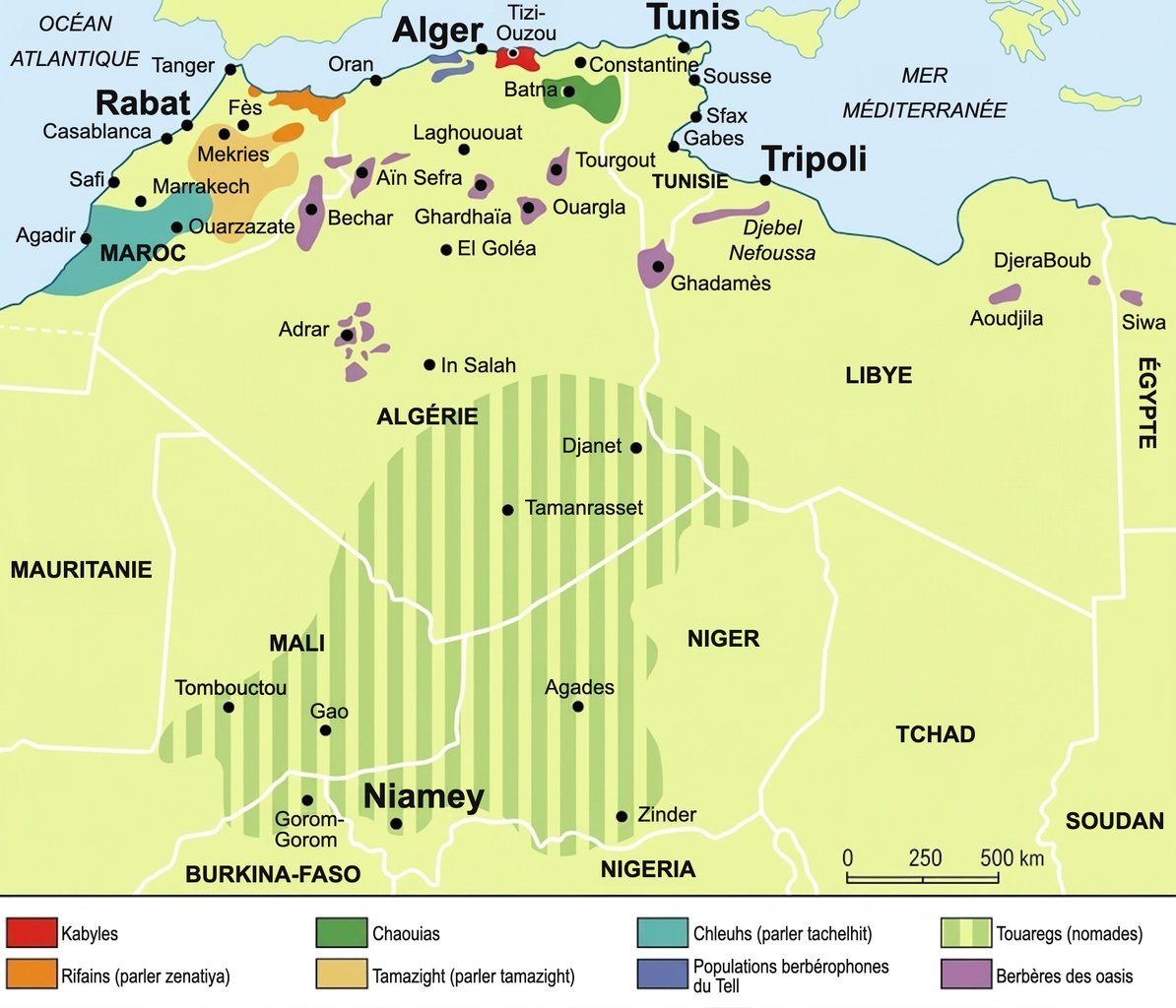 Répartition des Berbères en Afrique du nord