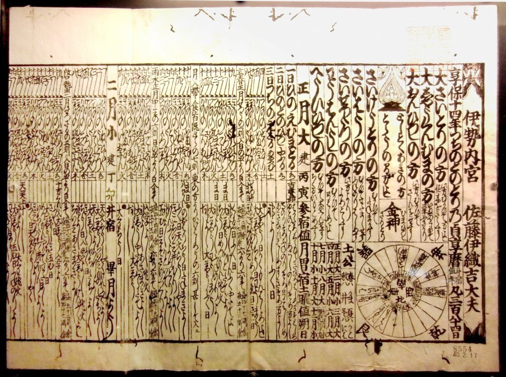Calendrier japonais (Jōkyō-reki, 貞享暦) publié en 1729.