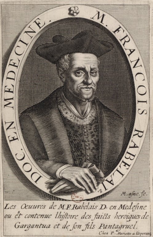 François Rabelais - 1483 (?)-1553. Gravure de Michel Lanne, 1630.