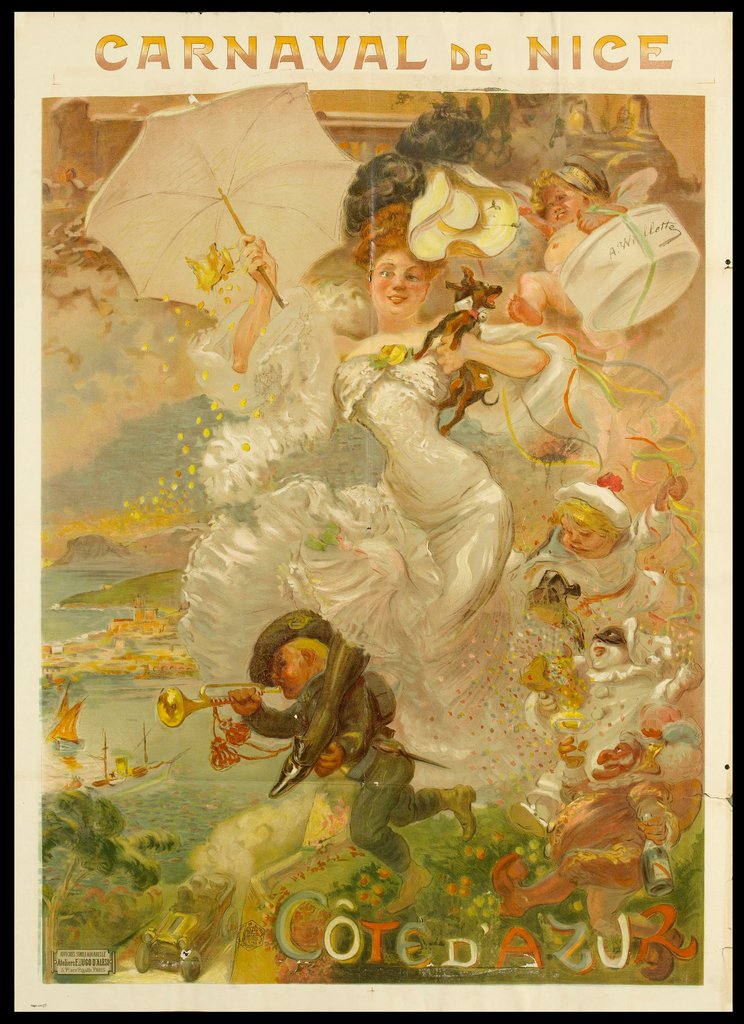 Affiche « Carnaval de Nice » d'Adolphe Léon Willette (entre 1880 et 1900).