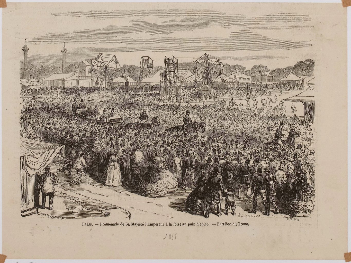 Promenade de Sa Majesté l'Empereur à la foire au pain d'épice (Barrière du Trône), par Godefroy-Durand (1866).
