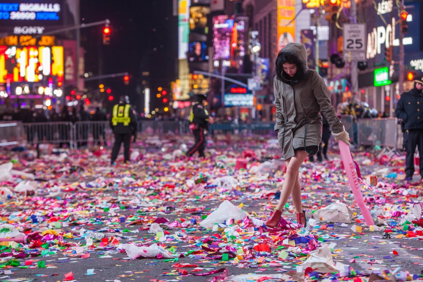 Lendemain de réveillon de la Saint-Sylvestre dans les rues de New York.