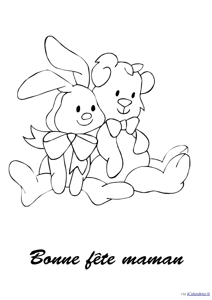 Coloriage d'un ours avec un lapin