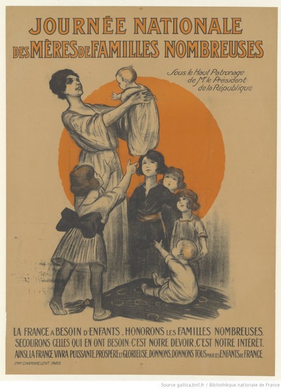Journée nationale des mères de familles nombreuses, affiche de 1918