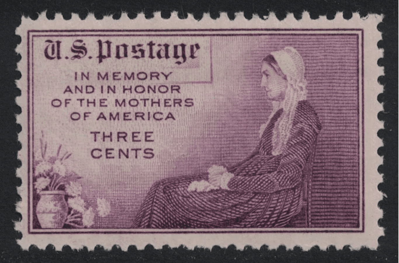 Le timbre de 3 cents "Les Mères d'Amérique" mettant en vedette la mère de James M. Whistler a été émis le 2 mai 1934.