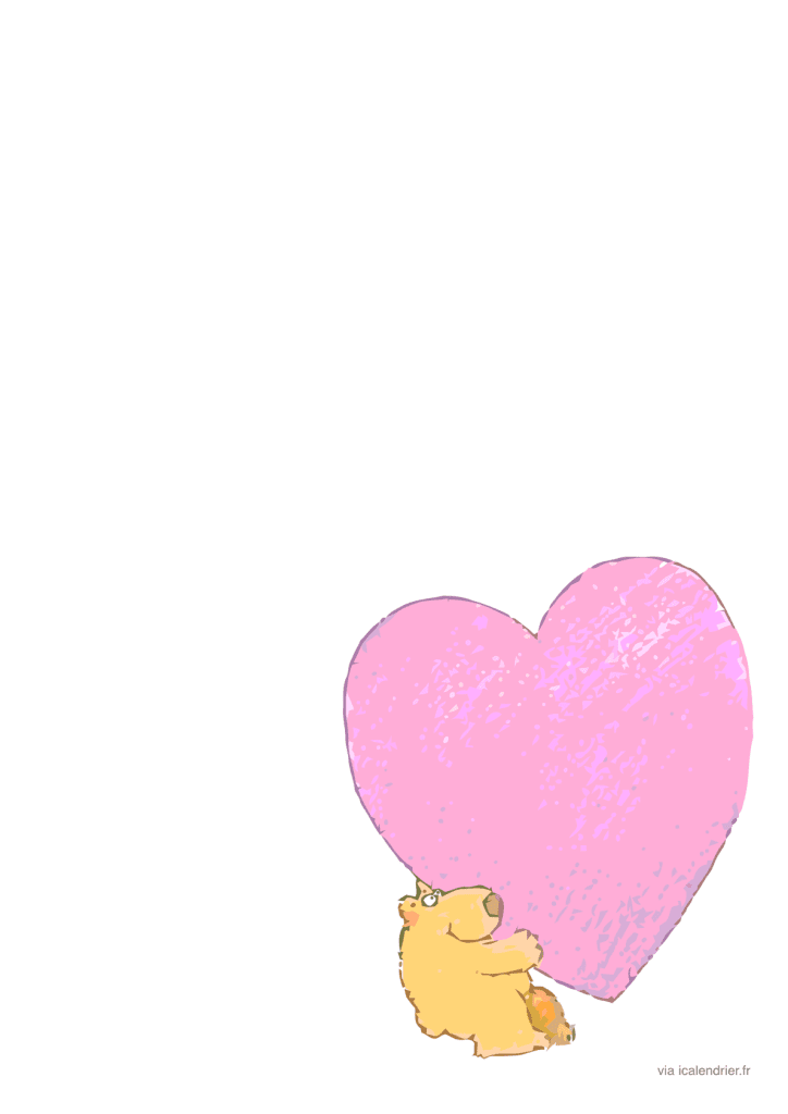 Ours et grand coeur rose