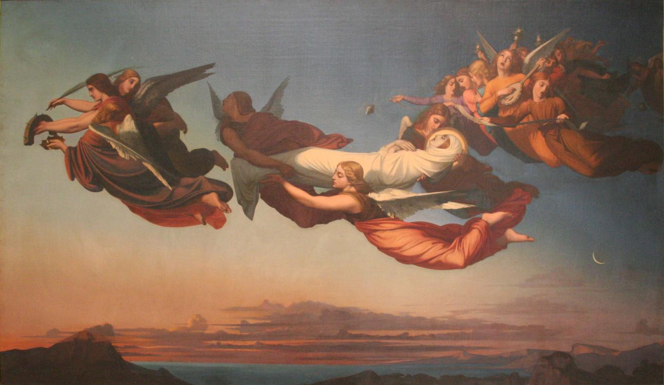 Sainte-Catherine d'Alexandrie portée au tombeau, peinture à l'huile de François Sabatier, 1892