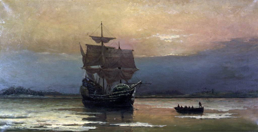 "Mayflower in Plymouth Harbor" par William Halsall, 1882