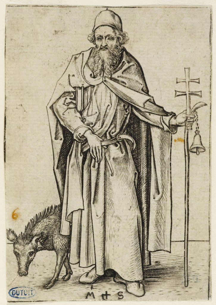 Saint Antoine par Martin Schongauer (entre 1480 et 1485).