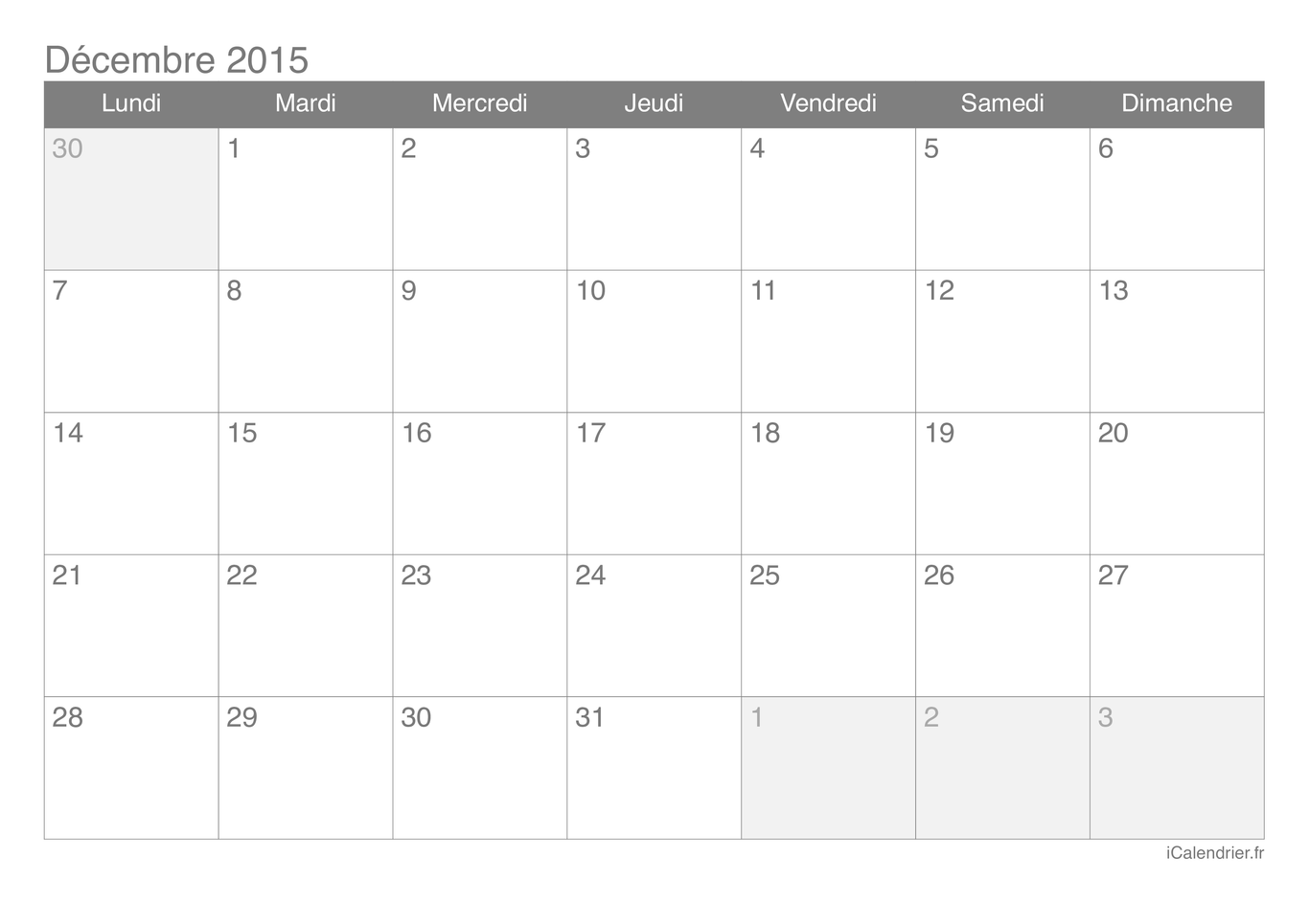 Calendrier de décembre 2015