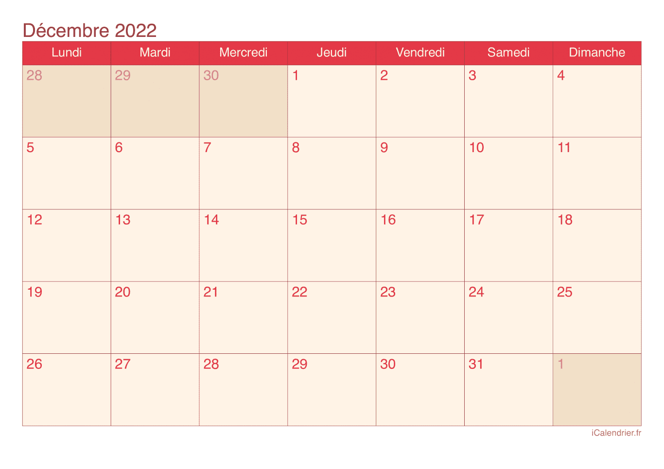 Calendrier de décembre 2022 - Cherry