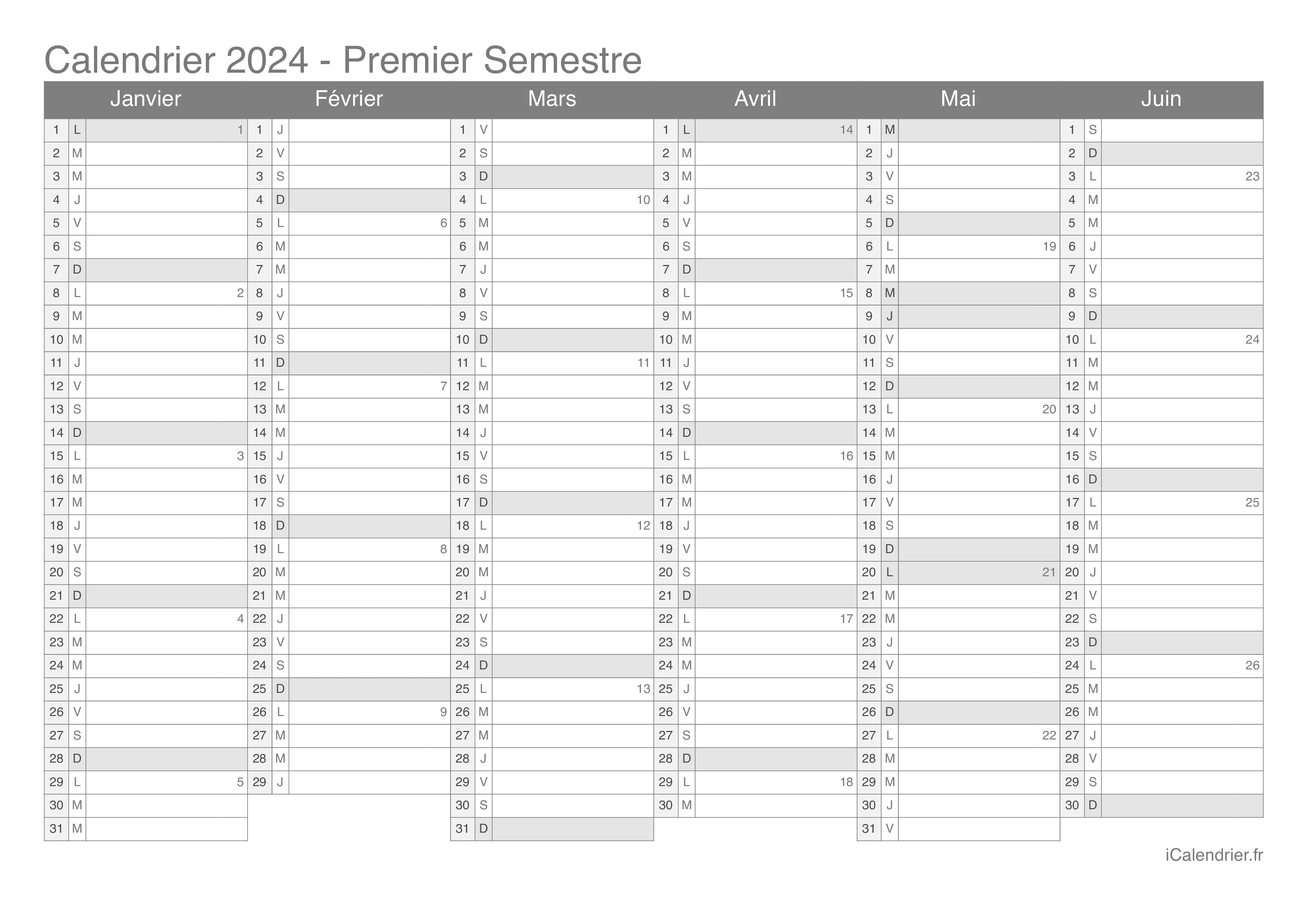 Calendrier Personnalisé, 2024 - Photo - Impression