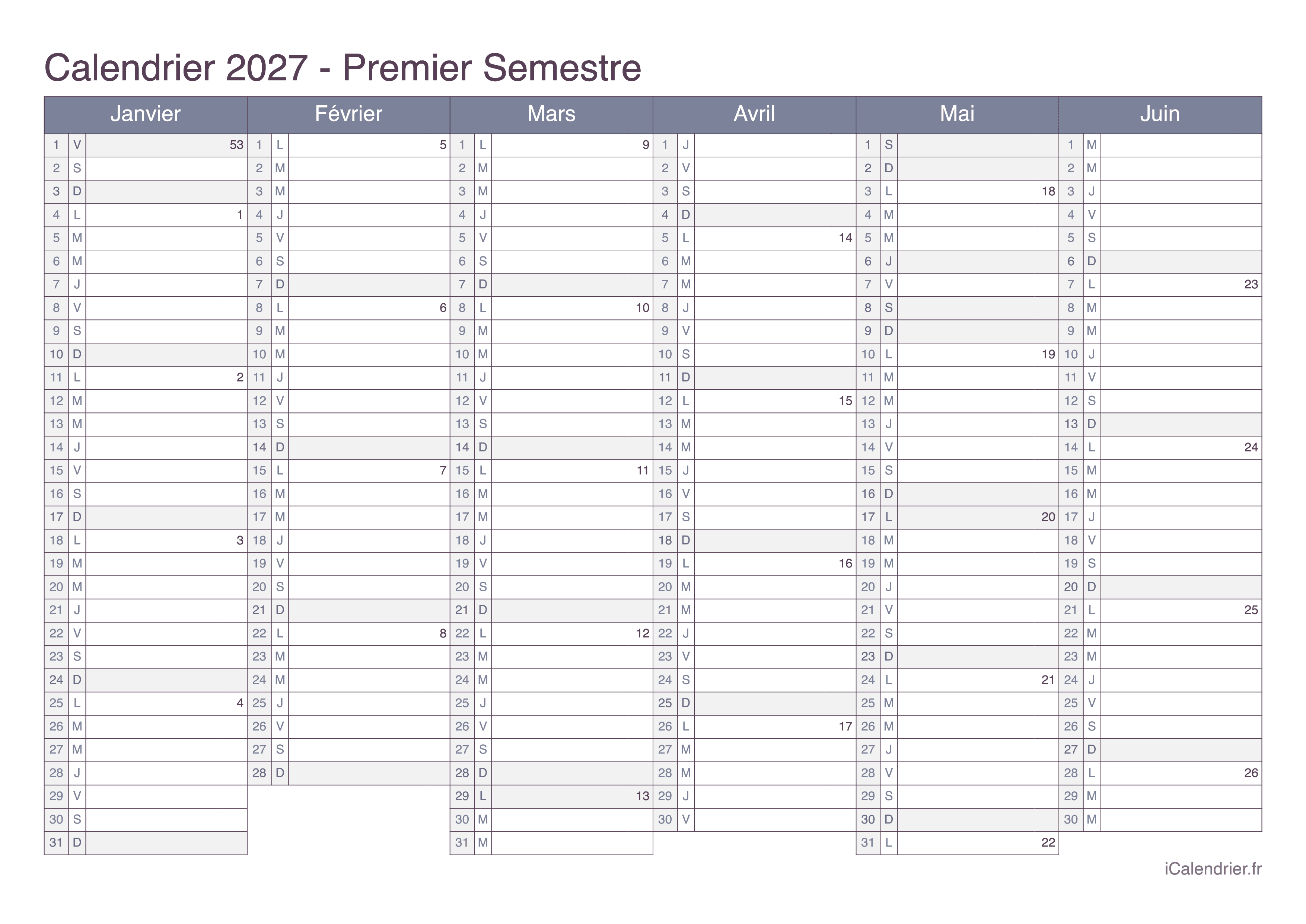 Calendrier 2027 Imprimer PDF Et Excel Calendrier 2027 Imprimer PDF Et Excel