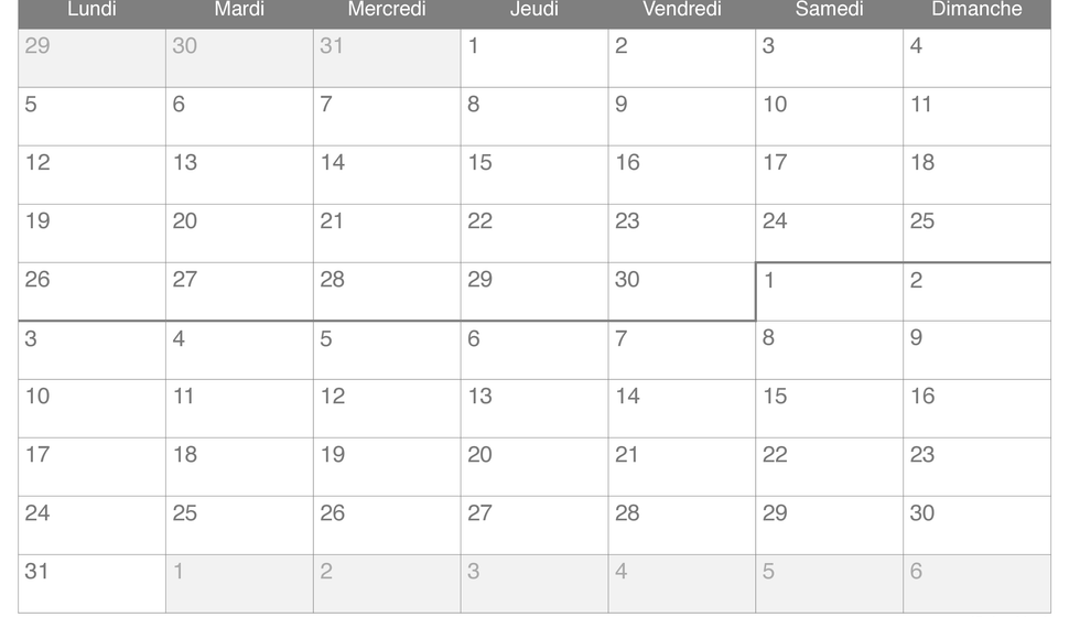 Calendrier de juin juillet 2028