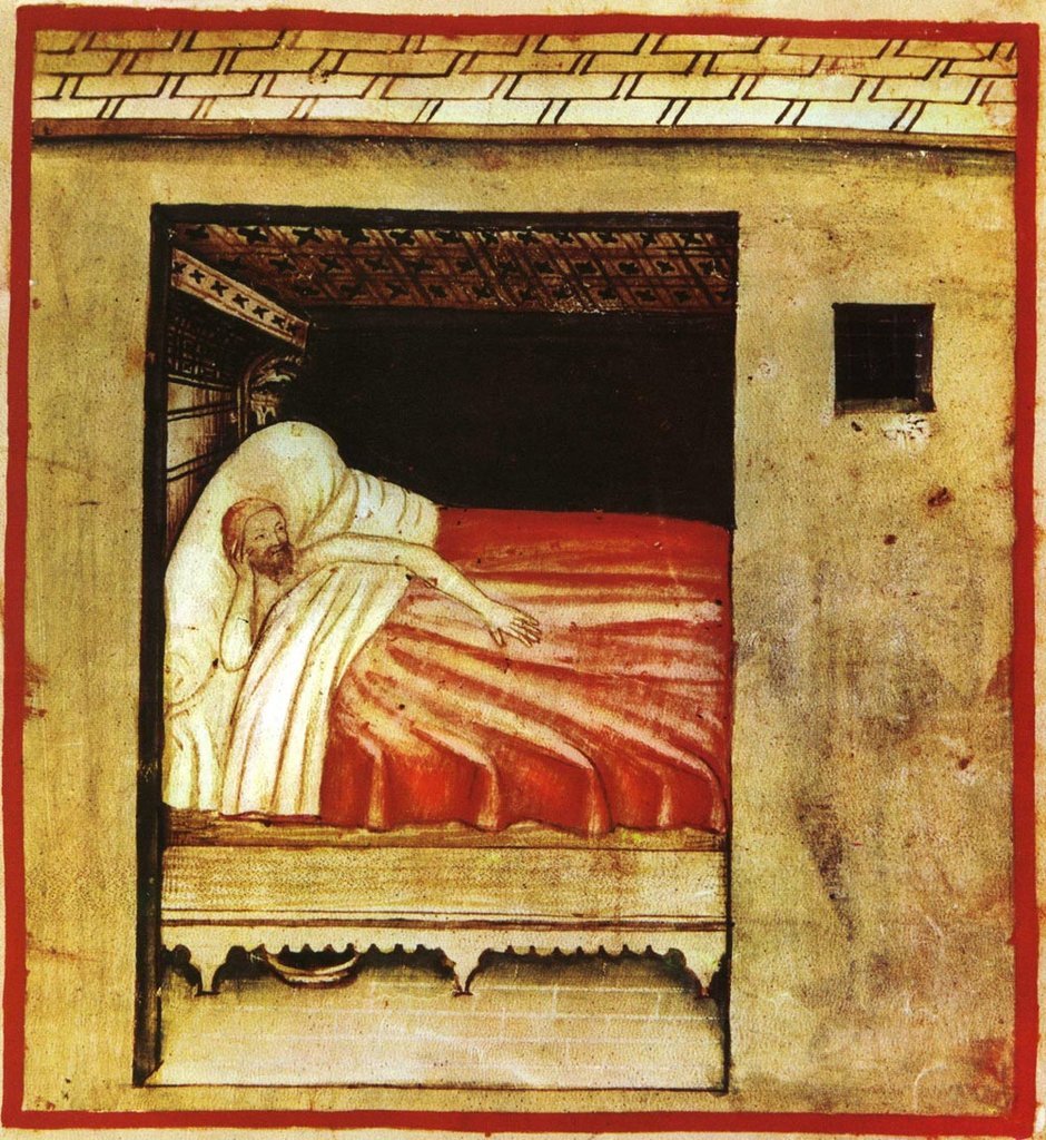 Une insomnie (représentation du XIVe siècle).