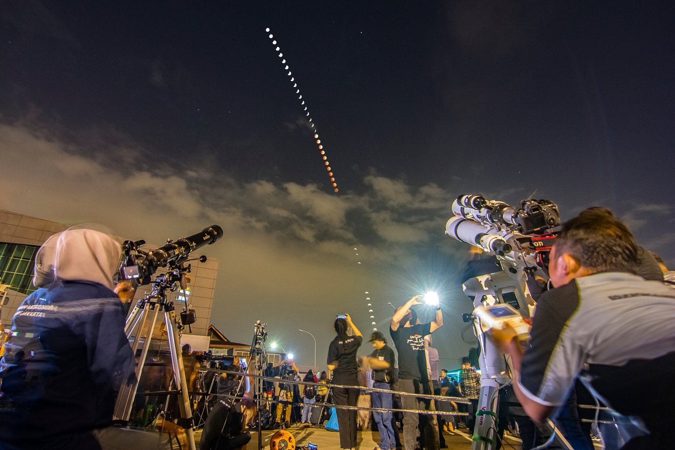 Observation d'une éclipse lunaire.
