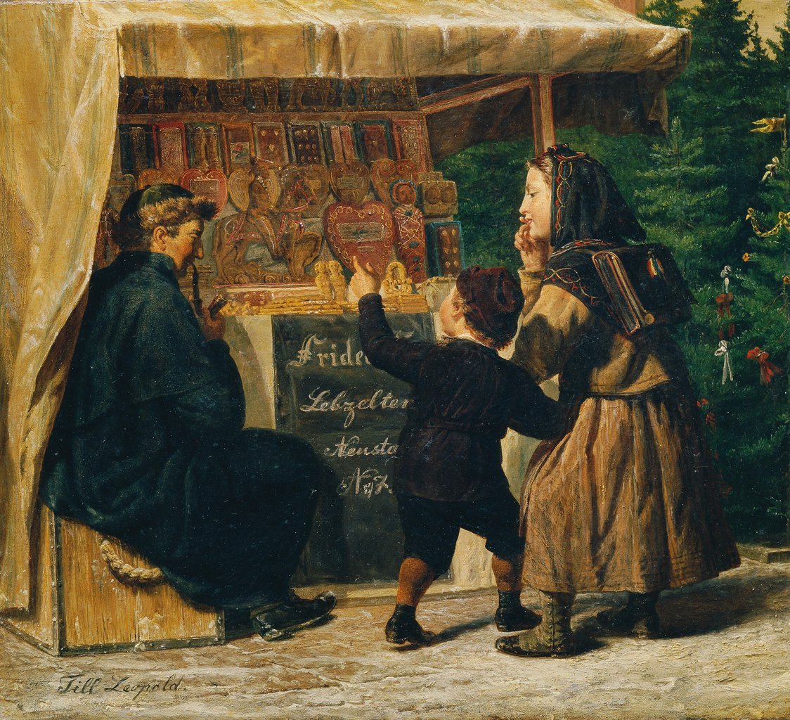 Un stand de pain d'épices au marché de Noël.