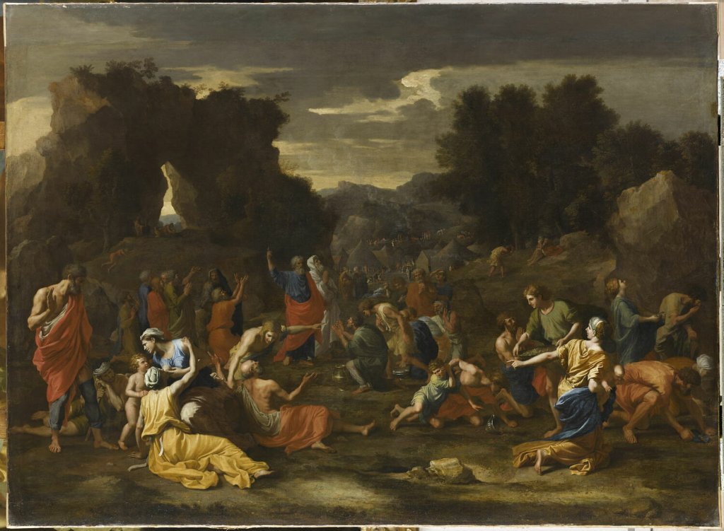 Les Israélites recueillant la manne dans le désert. Nicolas Poussin, 1637-1639