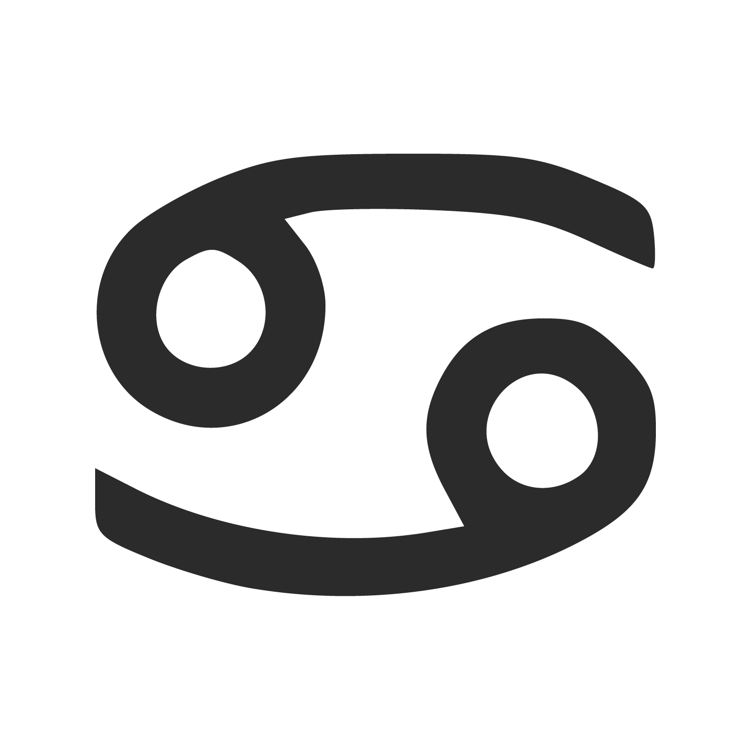 Le symbole du Cancer représente deux pinces de l'animal positionnées tête-bêche.