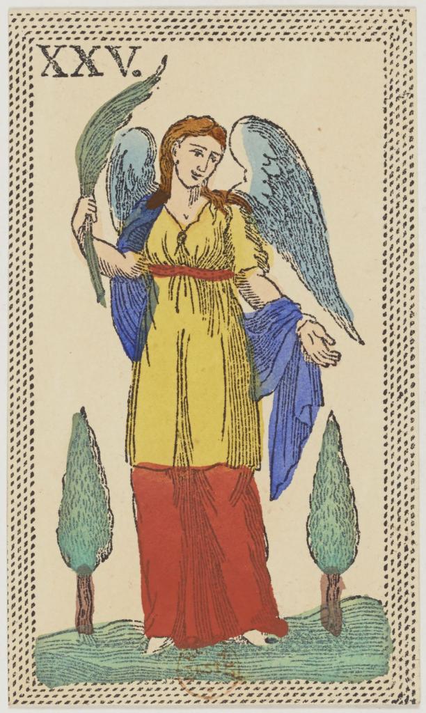 La Vierge dans un jeu de cartes florentin (minchiate) du XIXe siècle.