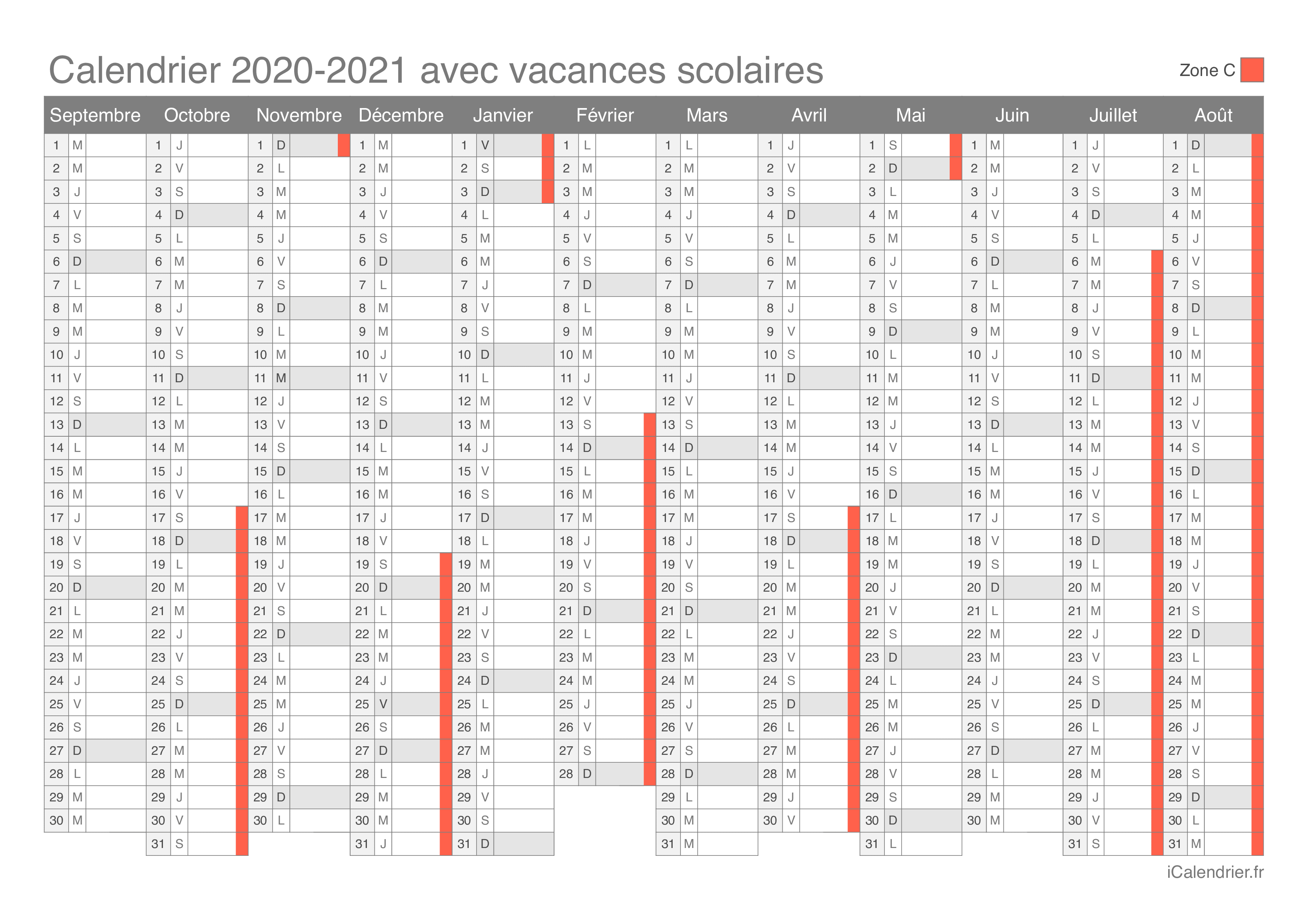 Vacances Scolaires 2020-2023 Zone C - Calendrier Et Dates