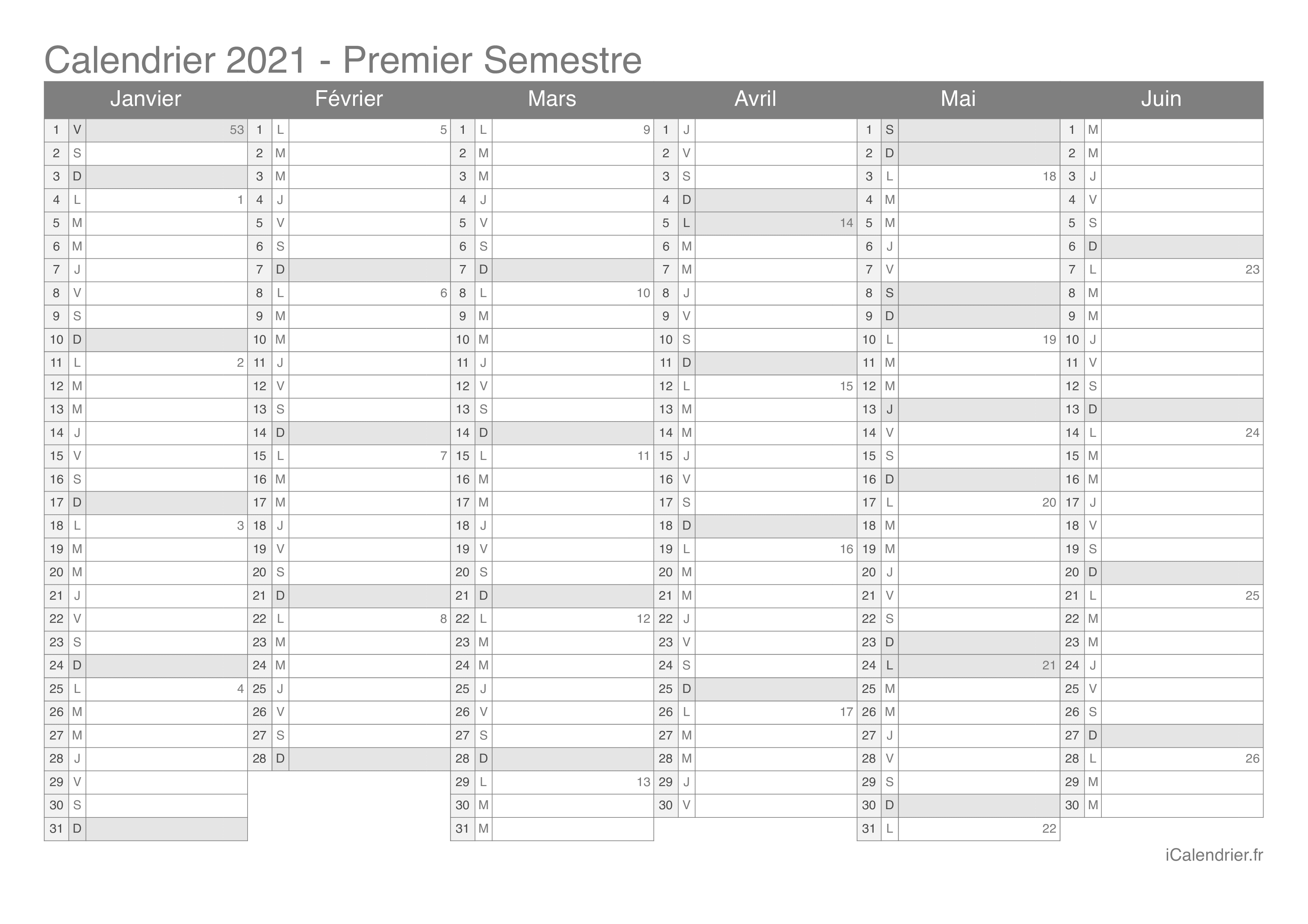 Calendrier 2021 A Imprimer Pdf Et Excel Icalendrier