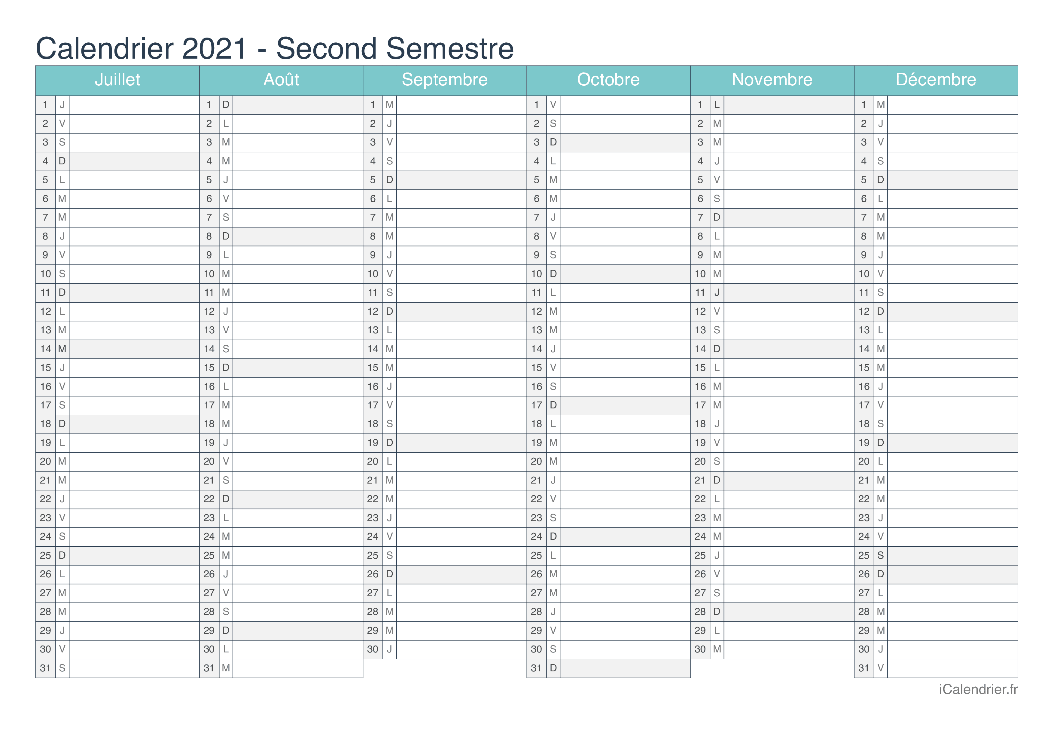 Calendrier Scolaire 2021 2022 Vierge Calendrier 2021 à imprimer PDF et Excel   iCalendrier