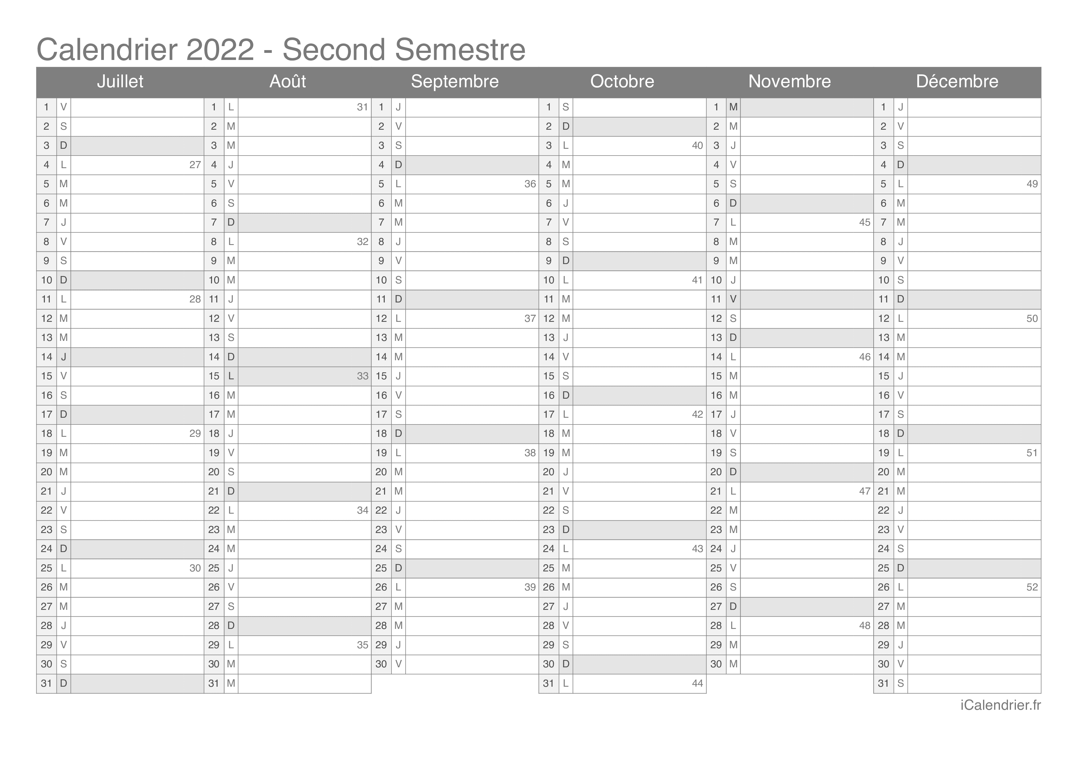  Calendrier  2022   imprimer PDF et Excel  iCalendrier